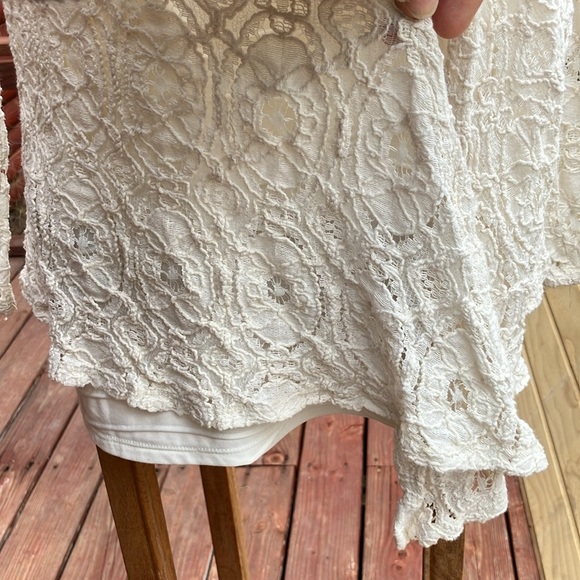 Belldini Cream Lace hooded open frond lightweight cardigan Small - Picture 2 of 11